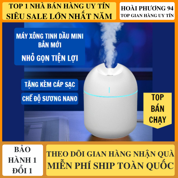 Máy tạo độ ẩm phun sương mini xông tinh dầu phòng ngủ 3 chế độ phun sương, máy phun sương mini 250ml - máy phun sương tạo độ ẩm