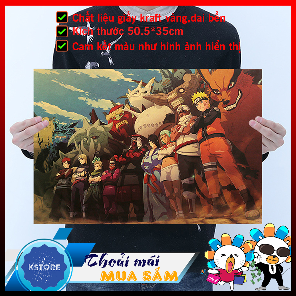 [ B029 ]Tranh trang trí tổng hợp nhân vật Naruto và các người đứng đầu Poster tấm áp phích treo tường giấy Kraft - KSTORE