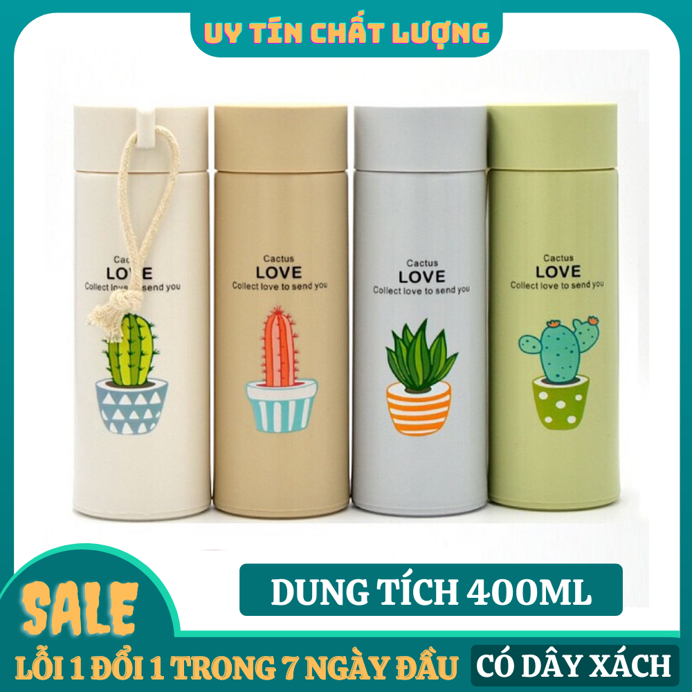 Bình Nước In Hình Xương Rồng Nhiều Màu Có Dây Xách Tiện Lợi   Bình Đựng Nước Giữ Nhiệt Thủy Tinh Dung Tích 400mlBình NướcBình Đựng NướcBình Đựng Nước Thủy TinhBình Đựng Nước Có Quai Xách