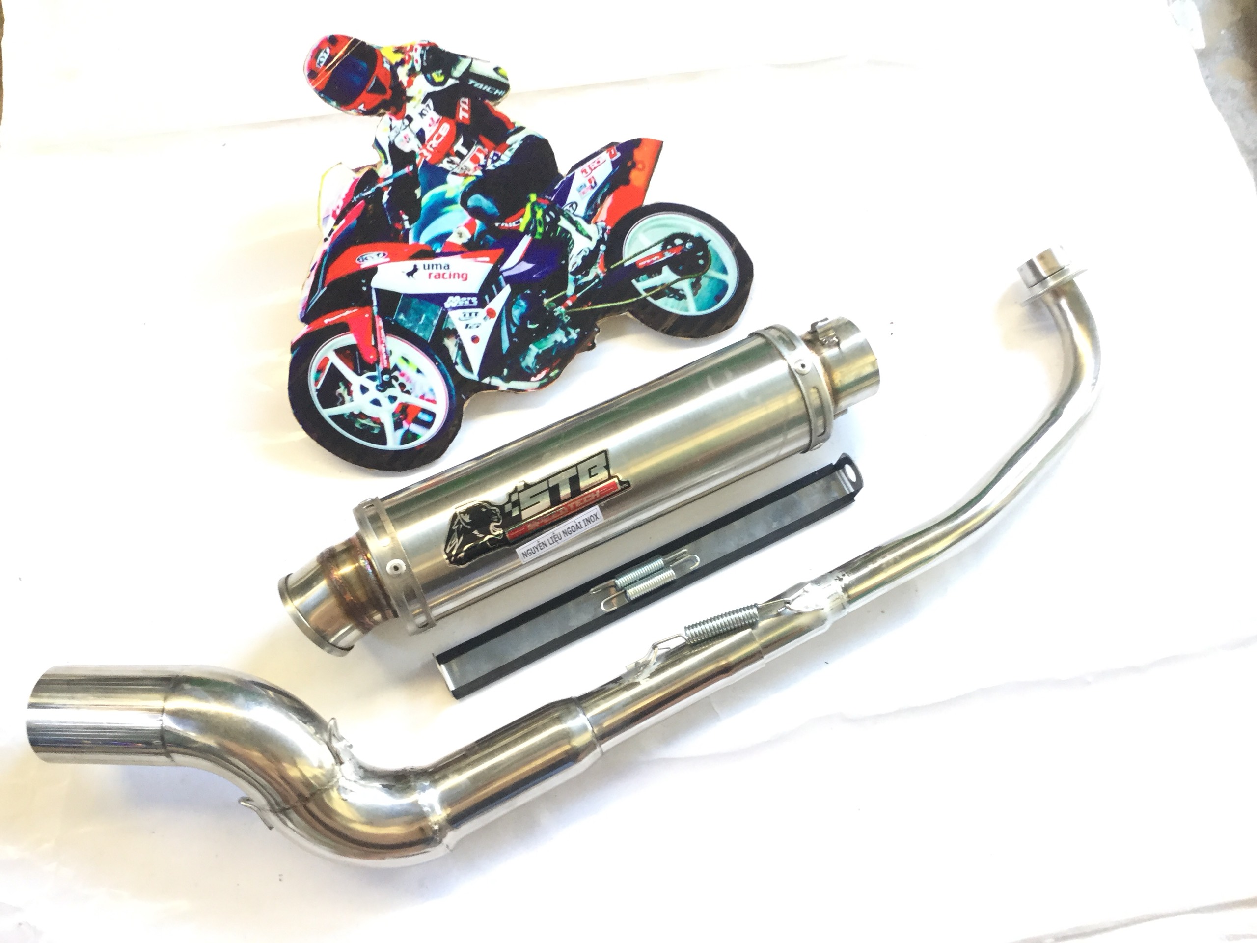 Pô STB inox Cổ Cong - Cả cổ Wave 50 100 - Dream + Cúp - Xe 50 100 CC........