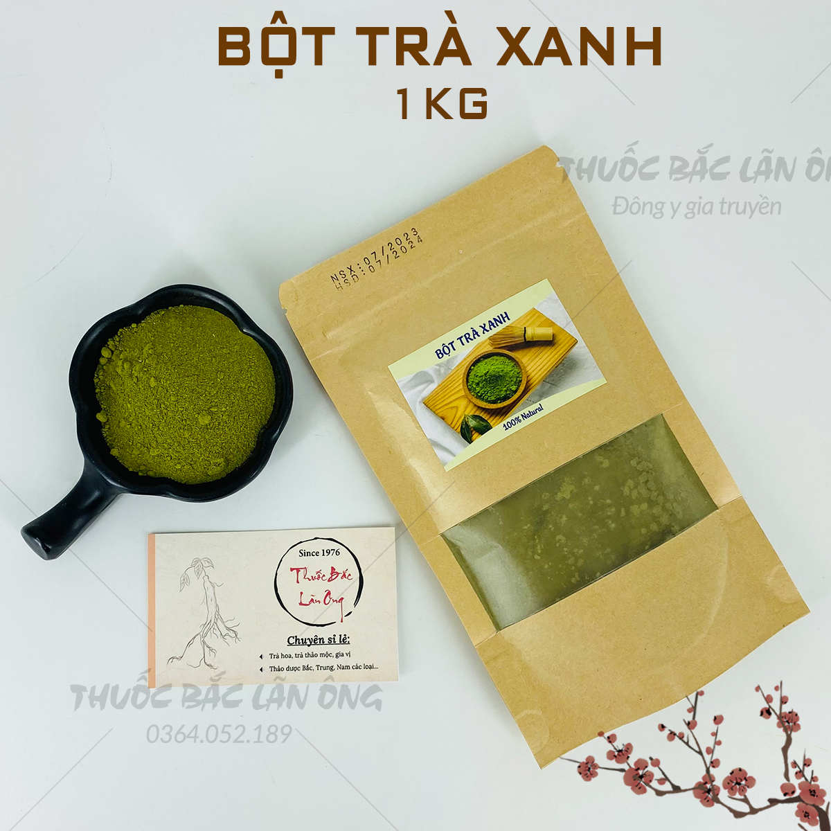 Bột trà xanh nguyên chất 1kg (Tạo hương vị thơm ngon và màu sắc đẹp mắt cho các món ăn và đồ uống)