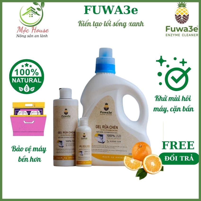 Gel rửa chén dùng cho máy rửa chén bát, nước rửa chén sinh học Fuwa3E - Can 2L ,Mộc xanh house
