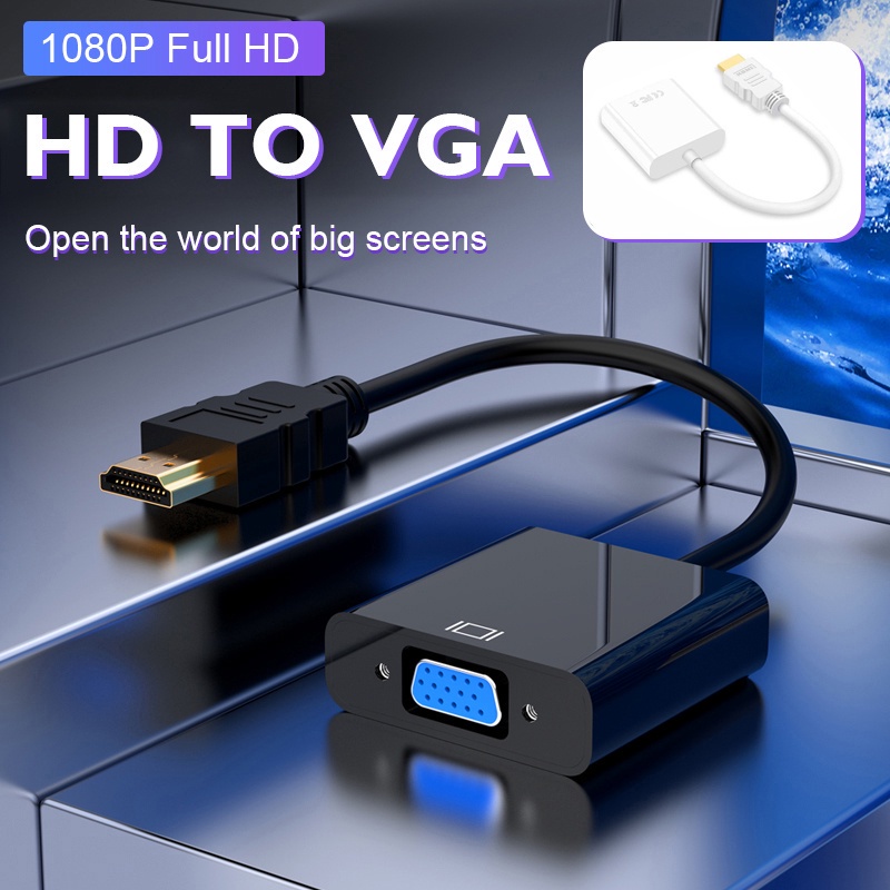 Bộ chuyển đổi hdmi sang vga,với dây nguồn-cáp chuyển đổi hdmi sang vga 1080p tiện dụng