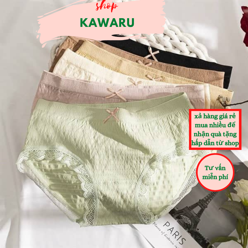 Quần lót nữ cotton combo 5 cái, quần xì nữ, quần chíp nữ hút mồ hôi, êm dịu, Kawaru shop