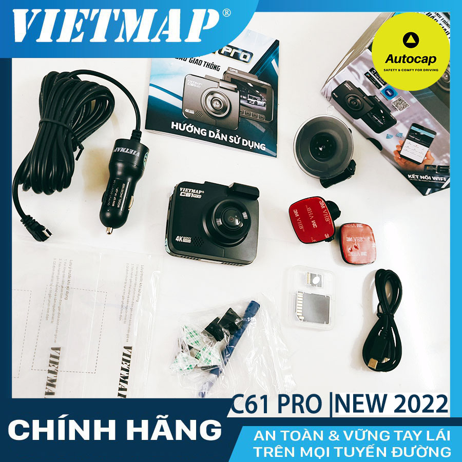 Camera hành trình VIETMAP C61 Pro - G.P.S Wifi 4K + thẻ nhớ 32/64GB/128GB class Camera hành trình VIETMAP C61 Pro - G.P.S Wifi 4K + thẻ nhớ 32/64GB/128GB class
