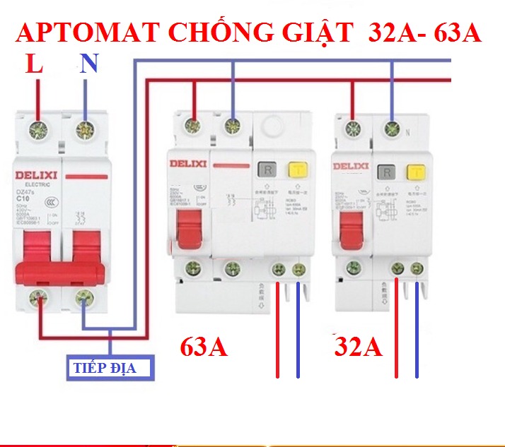 át chống giật ,CB Chống giật 20A, 32a, 63A 220V AC