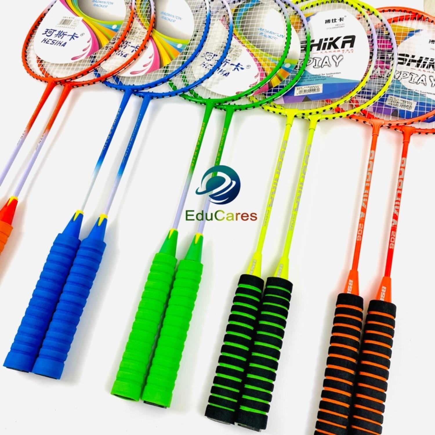 Bộ 02 vợt cầu lông giá rẻ - Kèm đệm tay đánh êm + Tặng 2 quả cầu basao