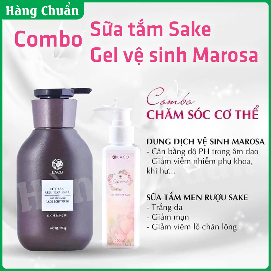 Hàng Chuẩn - Combo Gel vệ sinh Laco và Sữa tắm Laco - Chăm sóc cơ thể toàn diện - Thơm mịn sáng da - An toàn lành tính