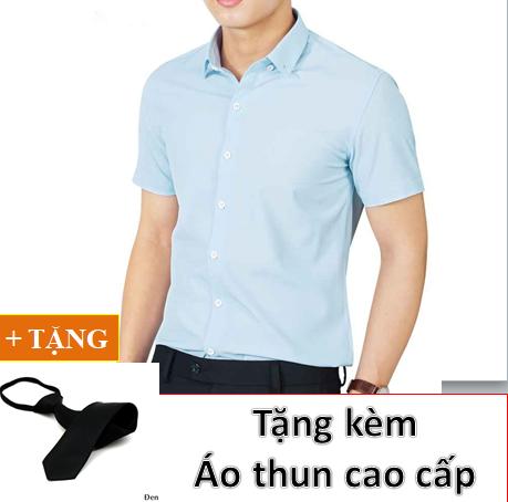 [HCM]Áo sơ mi nam  ngắn tay không nhăn dáng ôm Hàn Quốc+ TẶNG KÈM CÀ VẠT CAO CẤP