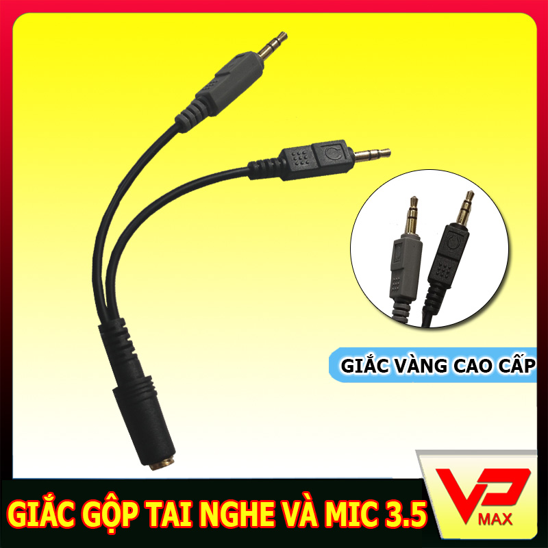 Jack gộp audio và mic 3.5mm, Dây jack chia 3.5 cái ra 2 đầu 3.5 đực - Hàng cao cấp - vpmax