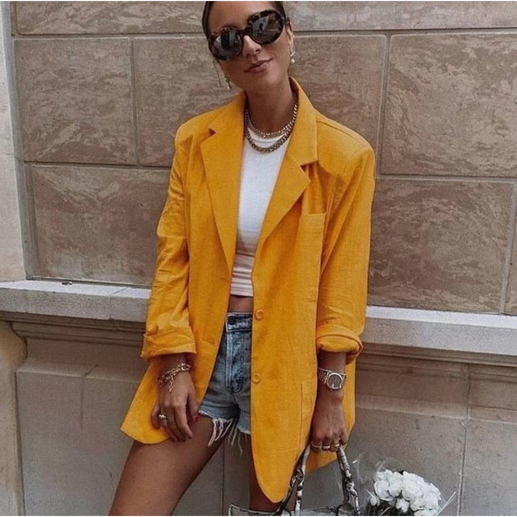 Blazer neon blazer màu sắc nổi siêu đẹp áo khoác nữ blazer linen casual - bla22085 - blazersaigon