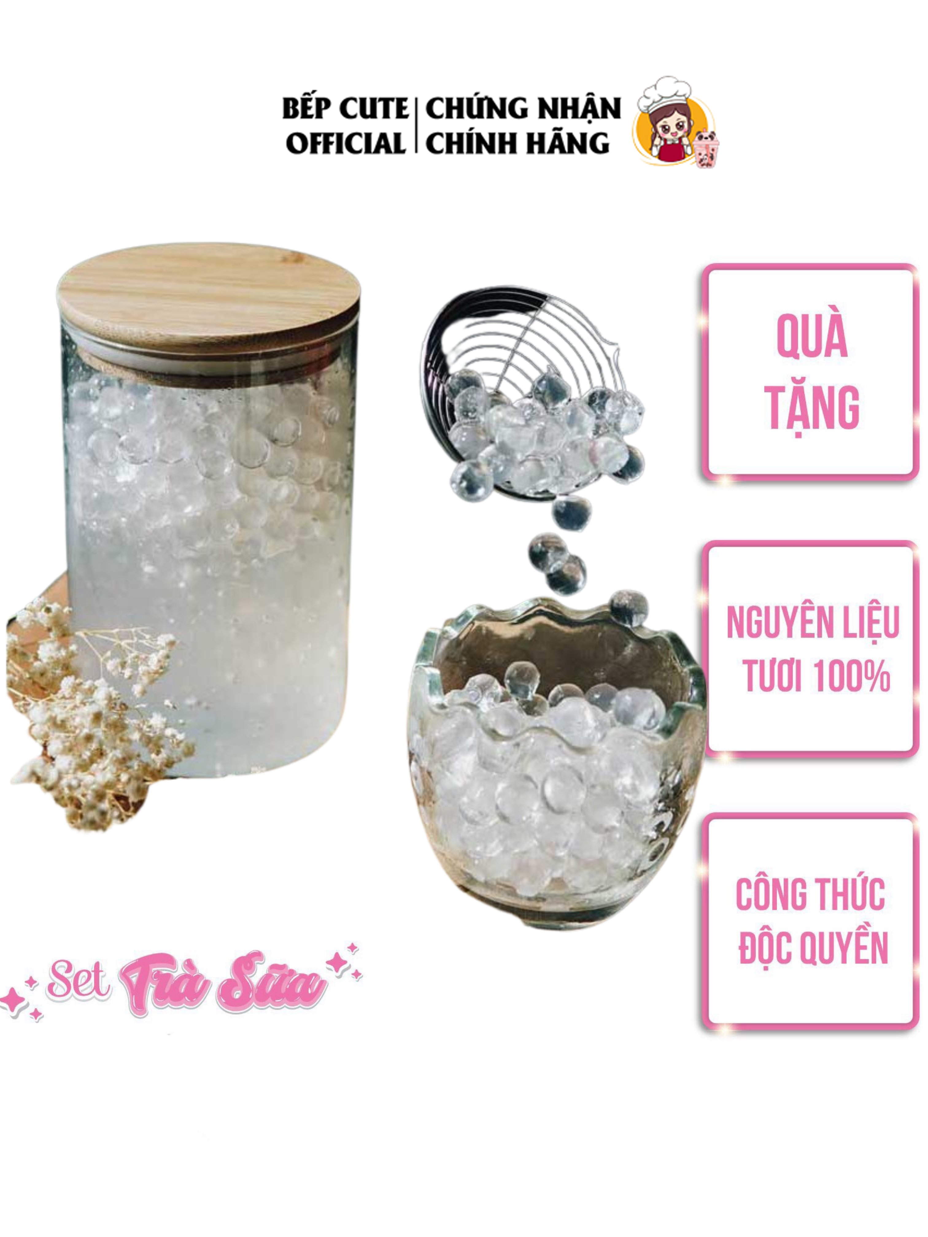 Trân Châu Ngọc Trai Thạch 3Q Giòn Nguyên Liệu Tự Pha Trà Sữa Set 2kg Chuẩn Vị Trà Sữa Bếp Cute Official