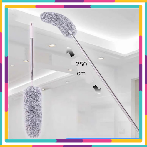 Chổi quét trần nhà kéo dài thu gọn  tiện lợi-Chổi quét bụi trần- Chổi có chiều dài: 87cm-250cm- chổi quét cán innox