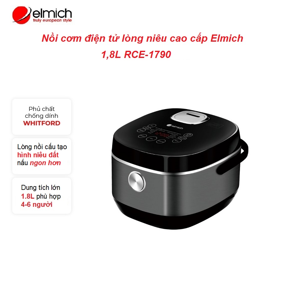 Nồi cơm điện tử lòng niêu cao cấp elmich 1,8l rce-1790