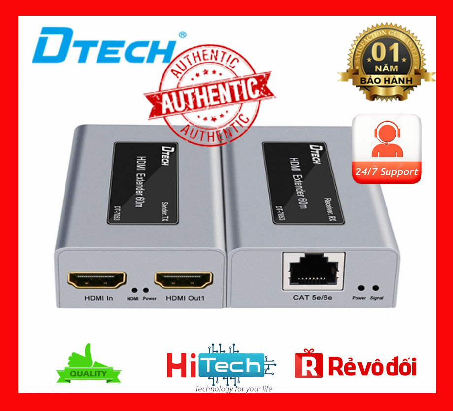 Bộ khuếch đại HDMI qua Lan 60m Dtech DT-7053