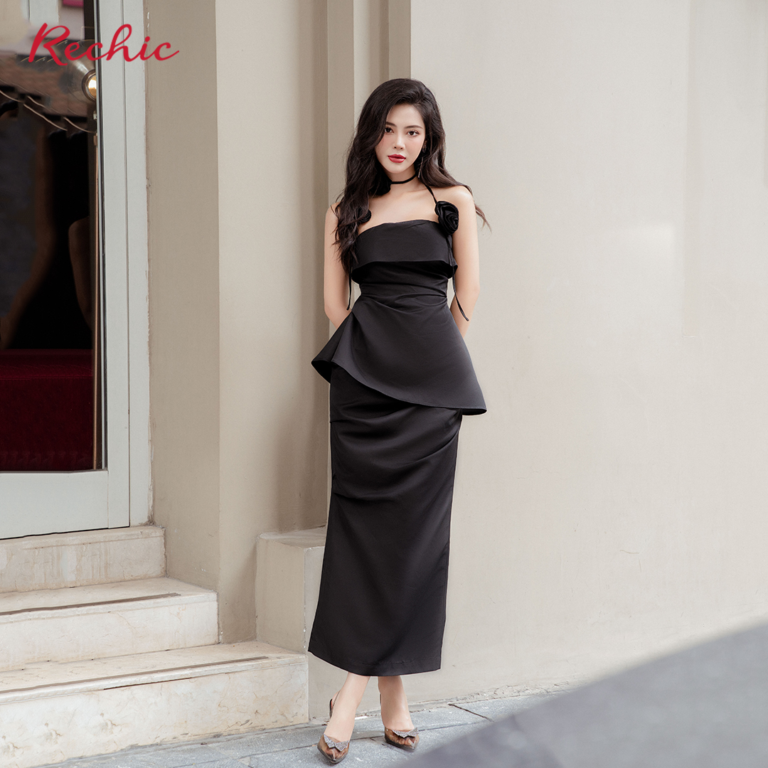 RECHIC Set Zahra cúp ngực phối hoa cổ vạt tà chéo nhẹ nhàng nữ tính
