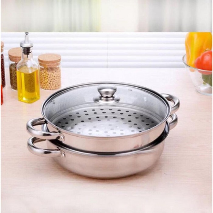 [SIÊU GIẢM GIÁ] - NỒI HẤP 2 TẦNG ĐA NĂNG STEAM POT(nồi inox màu trắng) - NỒI CAO CẤP CÓ XỬNG HẤP - INOX DÀY DẶN BỀN ĐẸP - NỒI 2 TẦNG ĐA NĂNG KÍCH THƯỚC LỚN