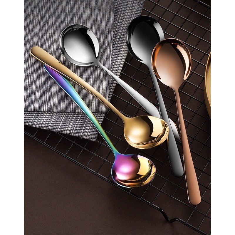 Muỗng, Thìa màu cán dài inox SU304 - T05