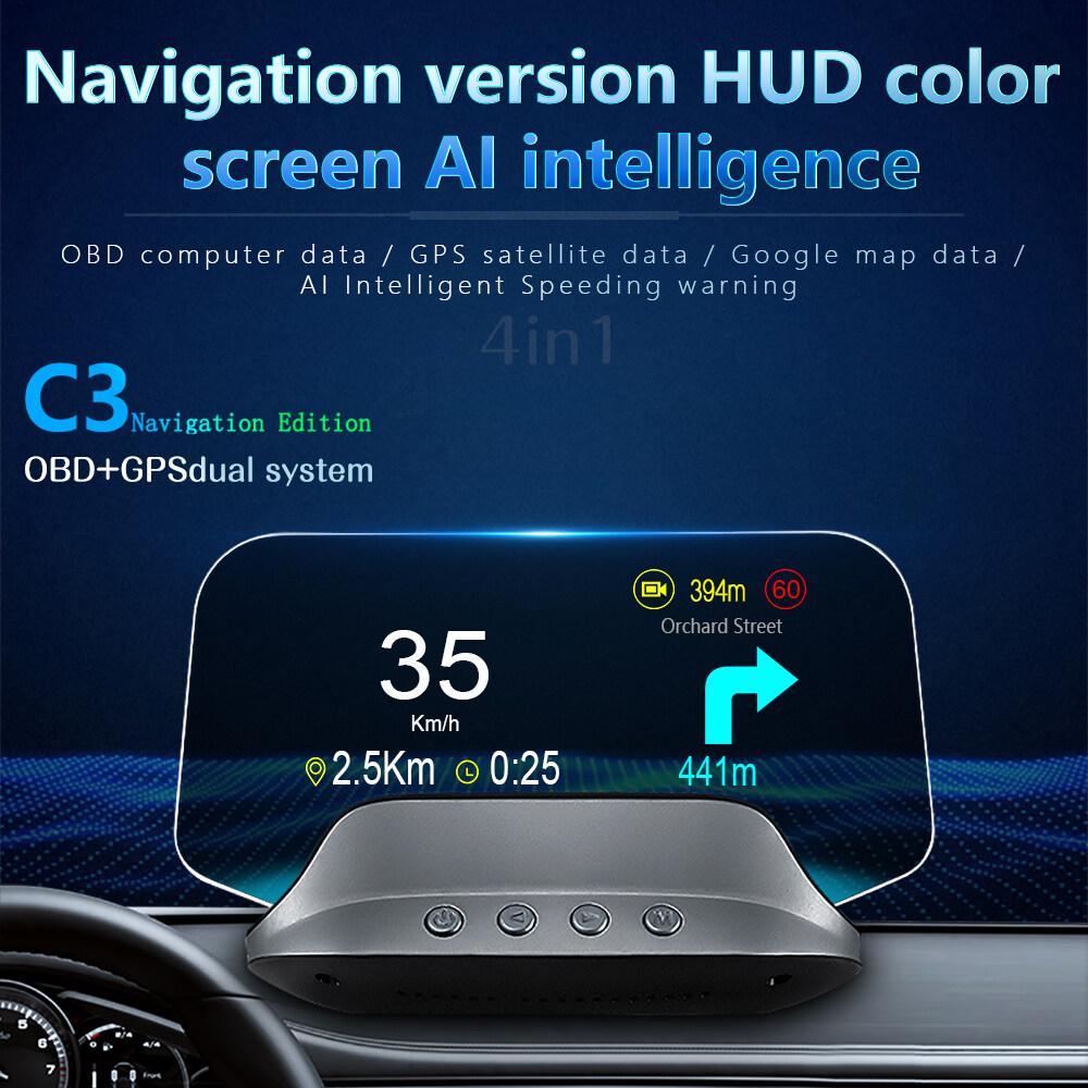 XTOBD Newest C3 Head Up Display OBD2 HUD Mirror Updated Optional Navigation HUD Speed Fuel Consumption Car Speedometer Projection Chỉ một thôi.