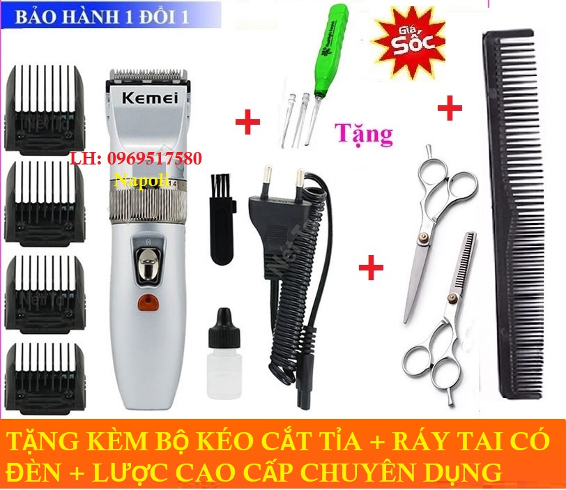 Tông đơ cắt tóc gia đình Kemei 27c [TĂNG KÈM BỘ KÉO CẮT TỈA + DỤNG CỤ LẤY RÁY TAI + 1 LƯỢC TONIGUY CAO CẬP]
