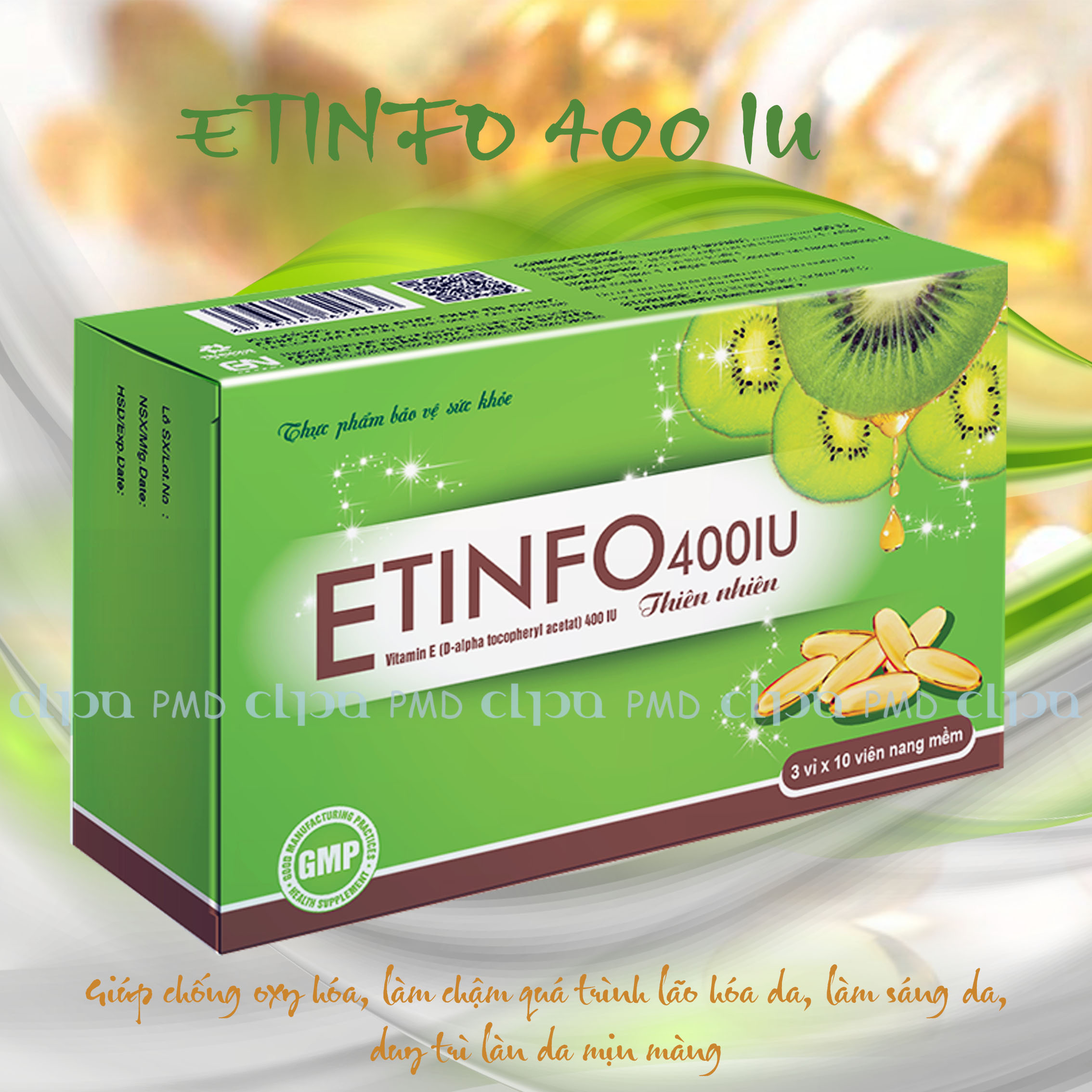 VIÊN UỐNG BỔ SUNG VITAMIN E _ ETINFO 400IU (Hộp 3 Vỉ x 10 viên nang)