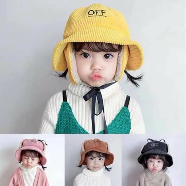 Mũ Off Kèm Bịt Tai Lông Cừu Giữ Ấm Dành Cho  Bé (2-6 tuổi)