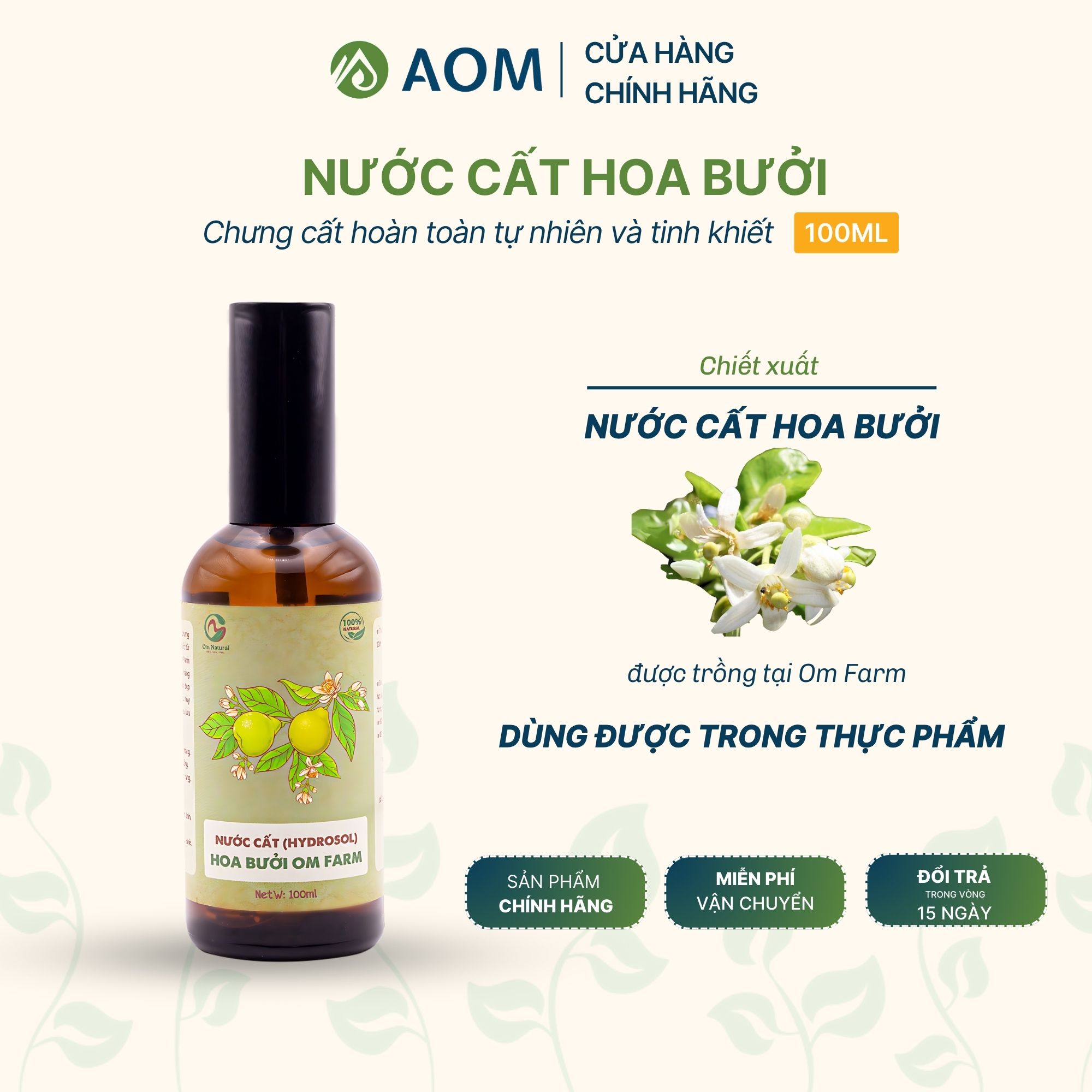 Nước cất hoa bưởi om natural kích thích mọc tóc, suôn mượt tự nhiên 100ml