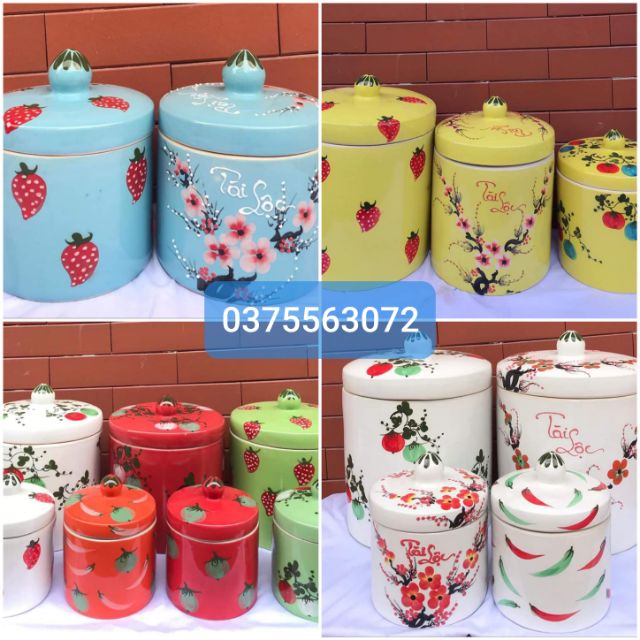 Hũ muối dưa, đựng gạo, đựng muối sứ Bát Tràng