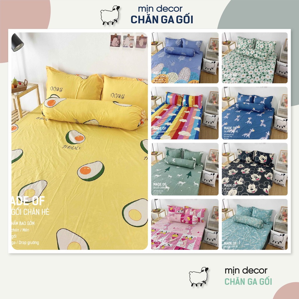 Bộ Ga Gối Mịn Decor Cotton 3D Bền Đẹp Kiểu Dáng Trái Cây Dễ Thương Mềm Mịn Mượt Mẫu Mã Đa dạng Miễn Phí May Đo Mẫu 1