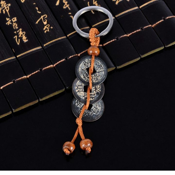 Móc Khóa Xu Tam Tài Thu Hút Thành Công Tài Lộc