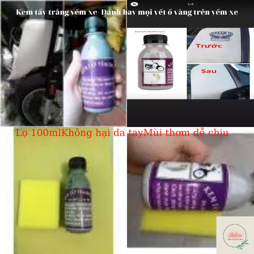 Kem tẩy trắng yếm xe- Đánh bay mọi vết ố vàng trên yếm xe- không hại da tay. Mùi thơm dễ chịu