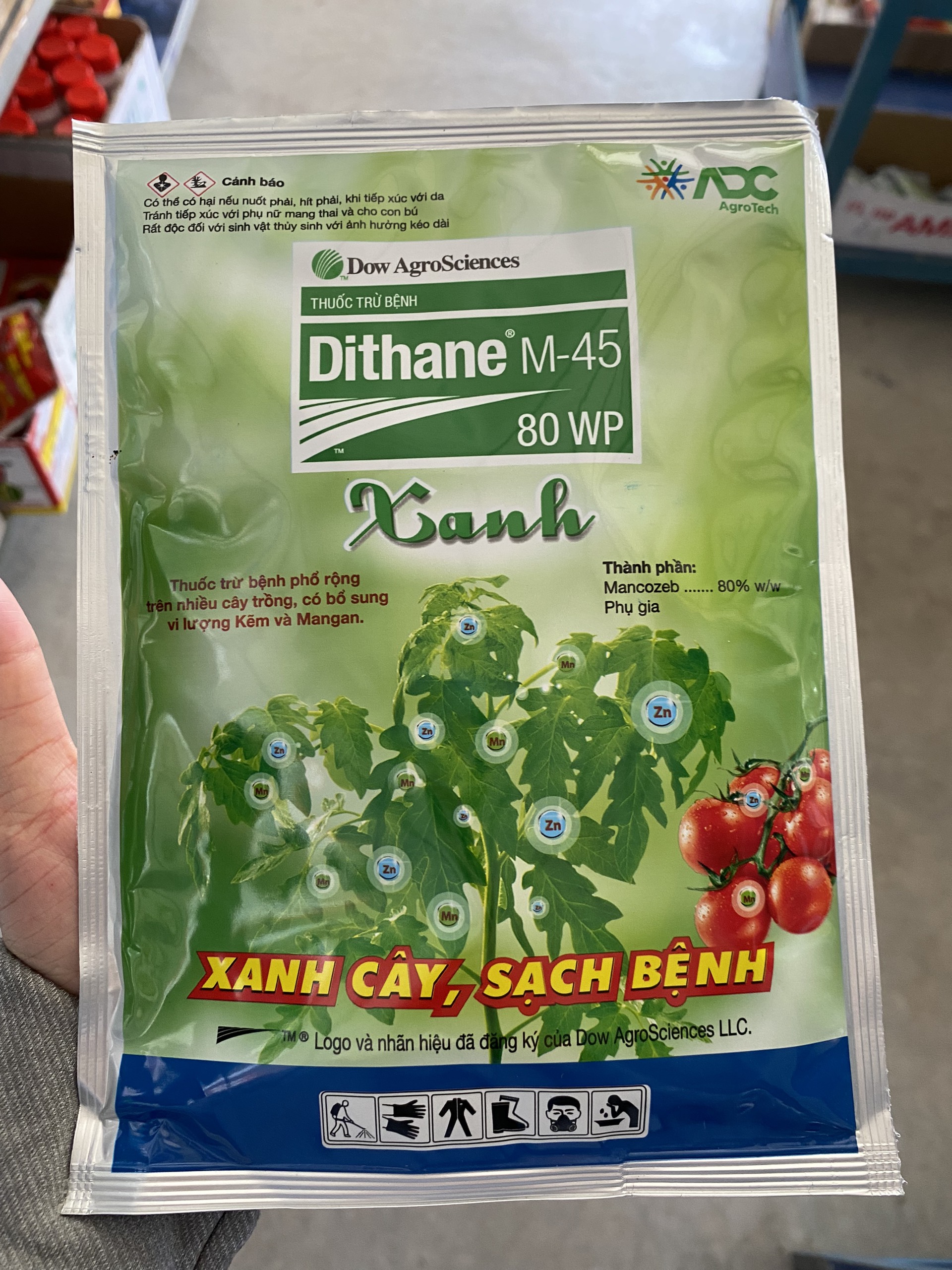Thuốc trừ bệnh dithane m-45 80wp mancozeb xanh