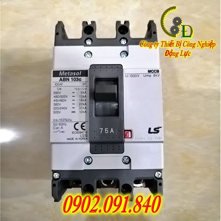 Aptomat 3 pha 75a mccb abn 103c. attomat ls nhập khẩu. cb cầu giao điện tự động