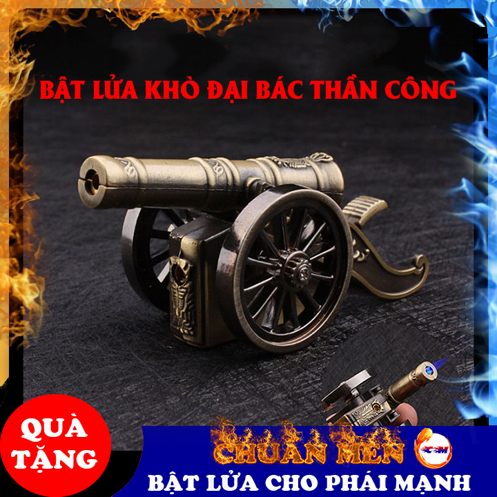Bật lửa khò Chuẩn Men hình thần công chất liệu kim loại dùng gas, mạ đồng cổ điển - GD0798