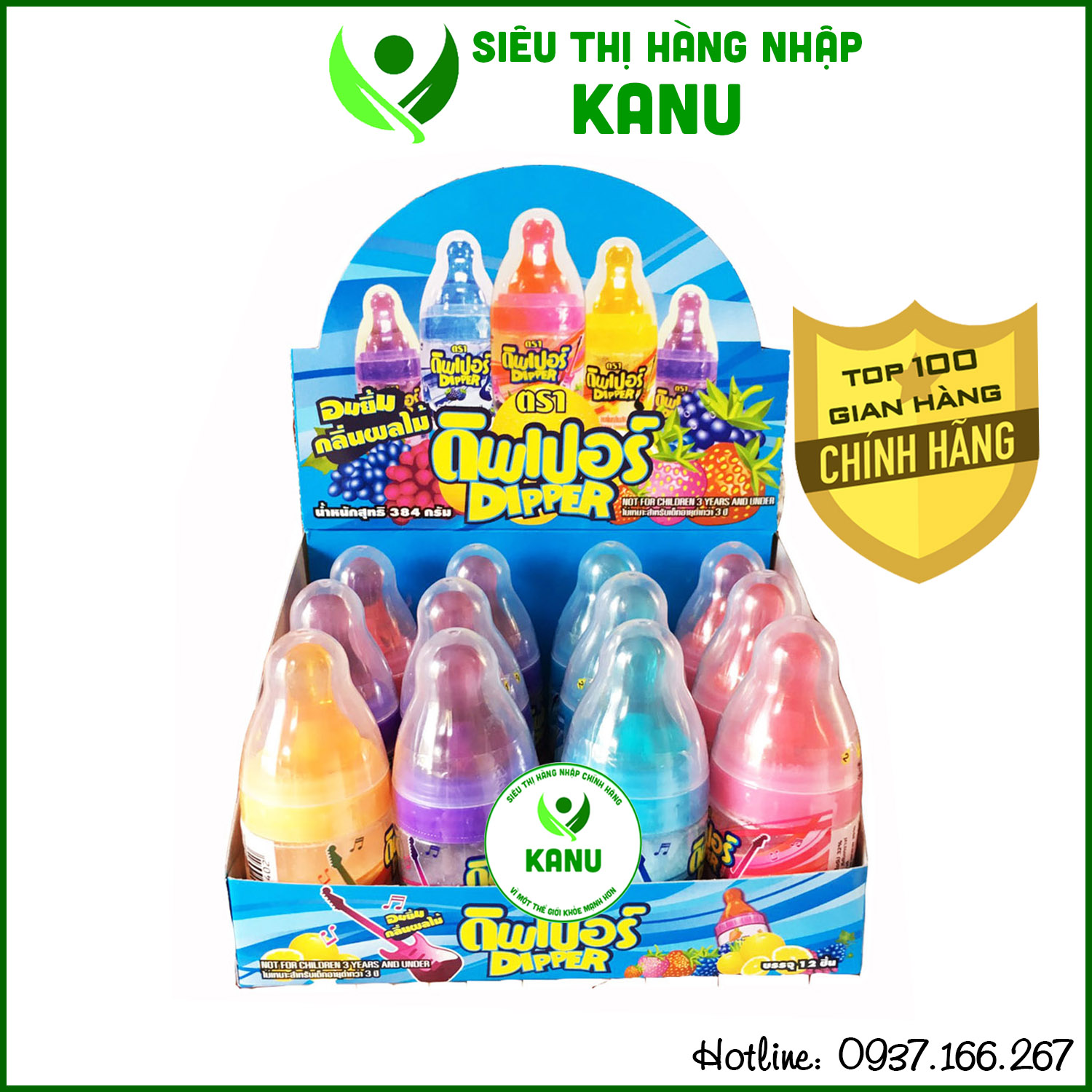 Hộp 12 Kẹo Bình Sữa Huyền Thoại Thái Lan mix 4 vị dâu, nho, mâm xôi & cam