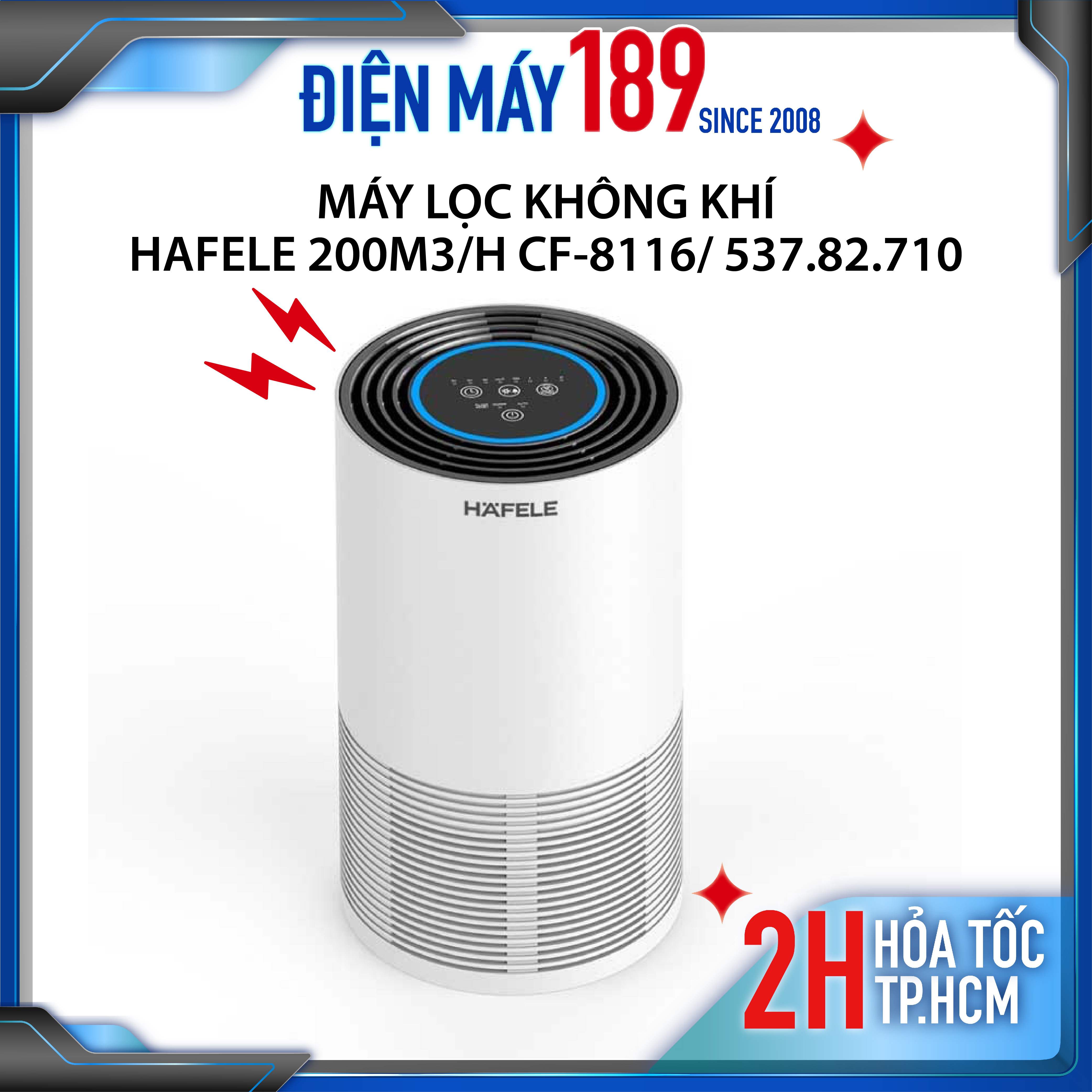 |hỏa tốc 2h hcm| máy lọc không khí hafele 200m3/h cf-8116/ 537.82.710 - diệt khuẩn bằng tia uv + hepa - dùng cho phòng 20 -25 m2 - hàng chính hãng - bảo hành 12 tháng