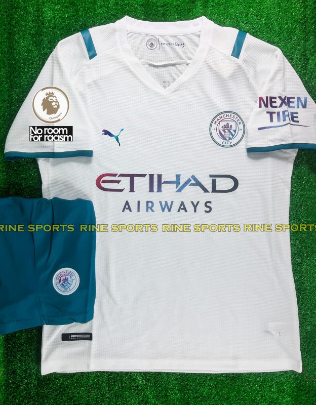 Bộ áo bóng đá MC – Mancity trắng sân khách ( Manchester City ) Super ( F1 ) hàng thailand 2021-2022 Giống thi đấu