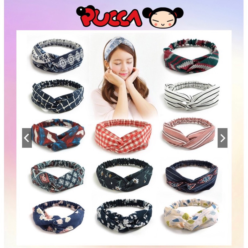 Băng đô turban vải rửa mặt cute, cài tóc xinh