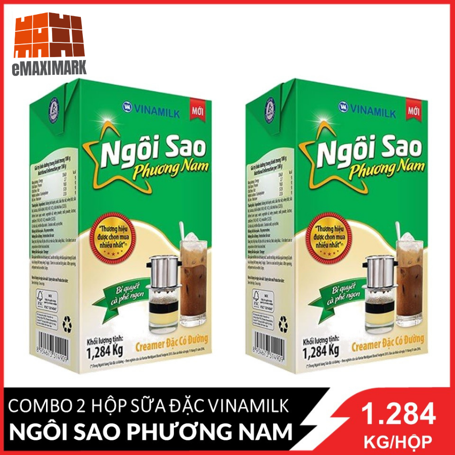 Combo 2 Sữa đặc Vinamilk Ngôi sao Phương Nam Có đường (Xanh) 1284g