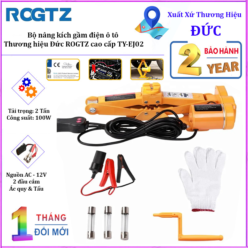 Bộ nâng kích gầm điện ô tô nhãn hiệu rogtz ty-ej02, 2 tấn, 12v - bảo hảnh chính hãng 24 tháng