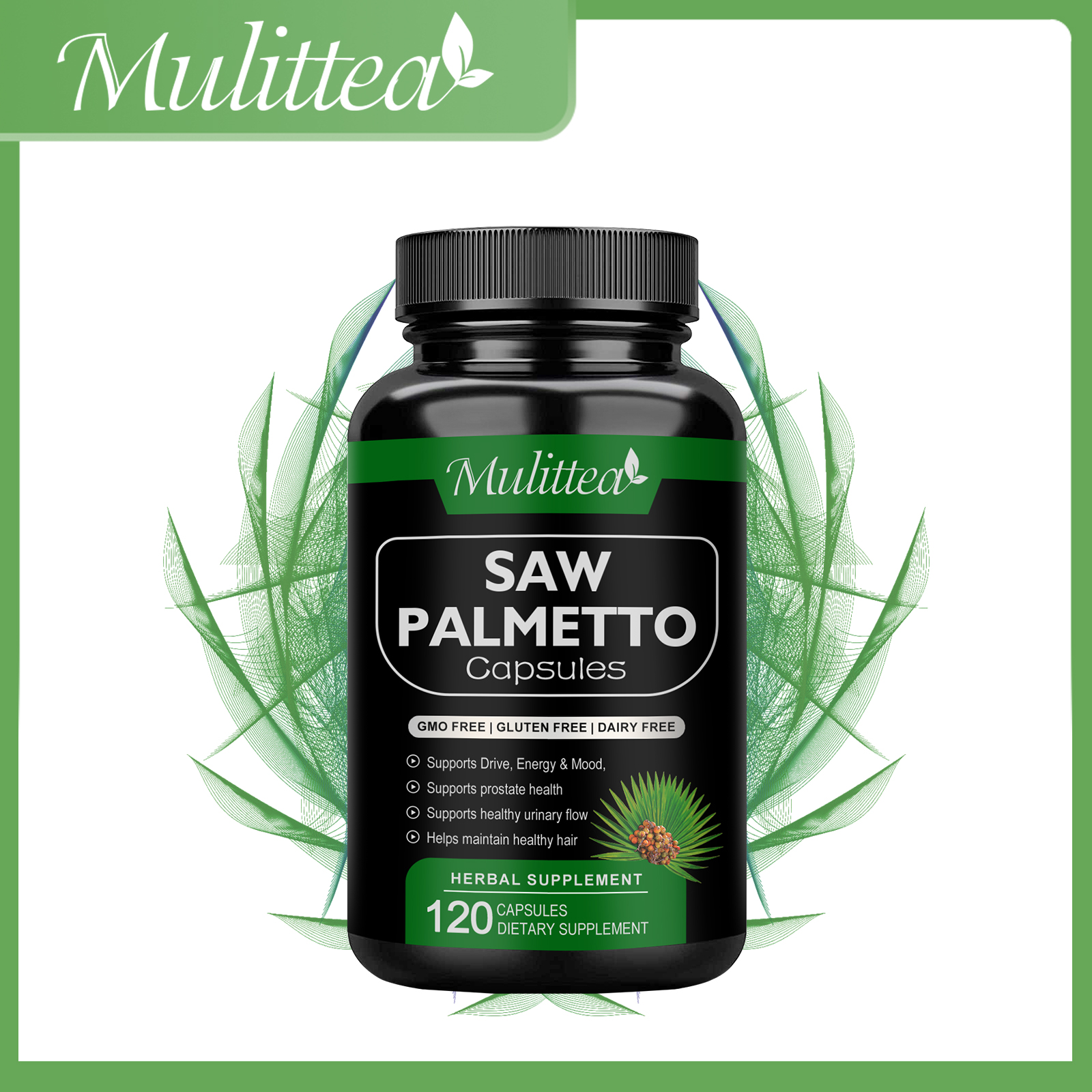 Mulittea Saw Palmetto 600mg Capsules for Prostate & Bladder Healthy