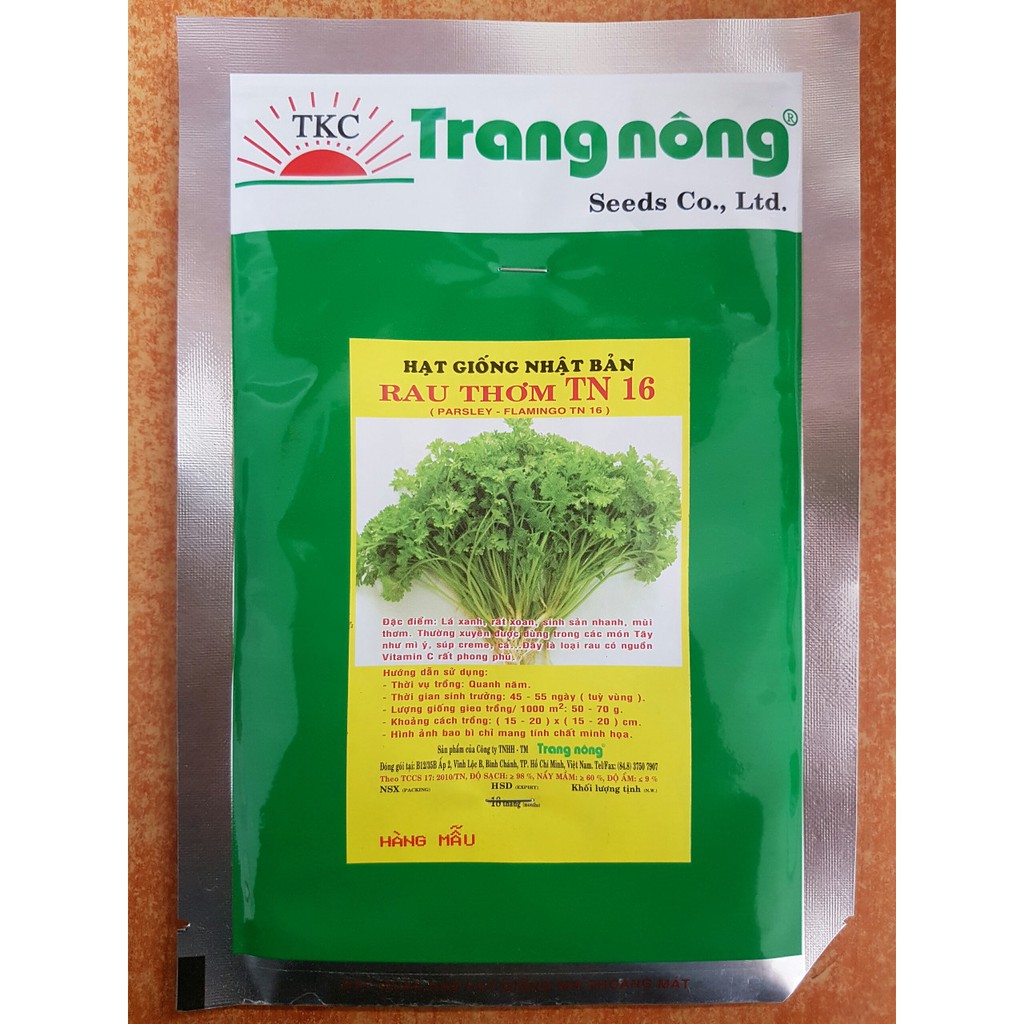 Hạt giống rau thơm parsley, ngò tây, mùi tây trang nông 1gram