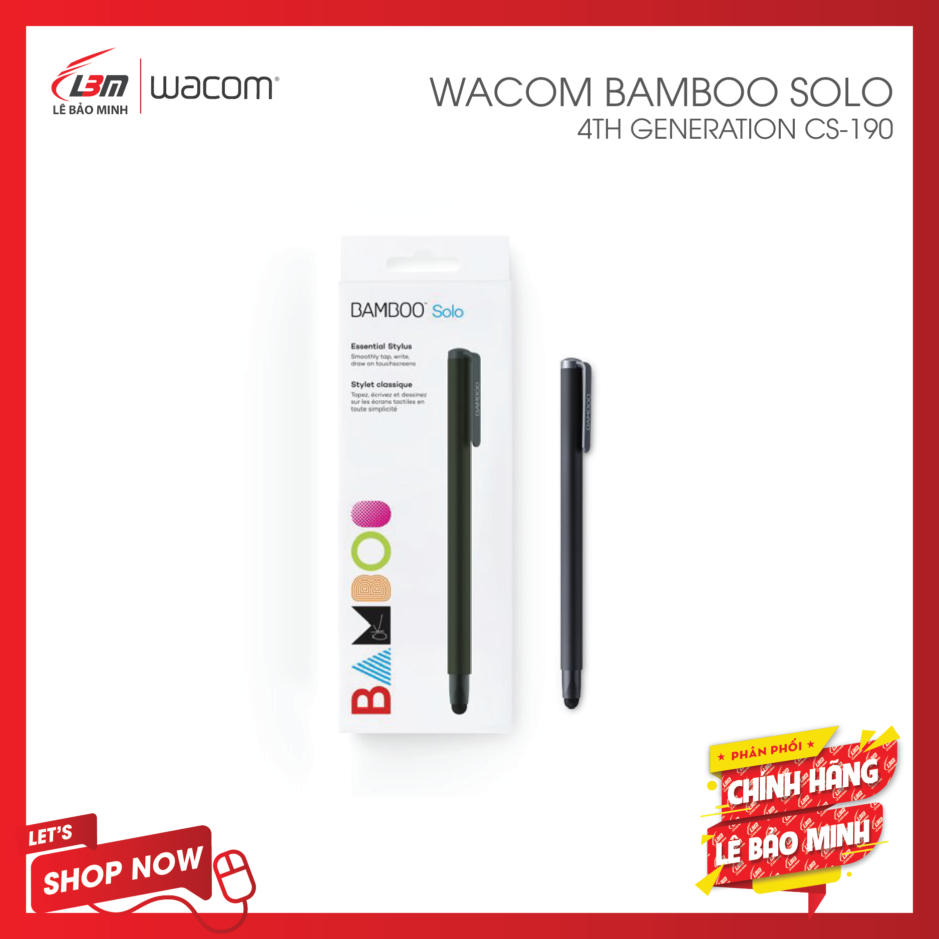 BÚT CẢM ỨNG ĐIỆN TỬ HIỆU WACOM BAMBOO SOLO 4TH GENERATION CS-190