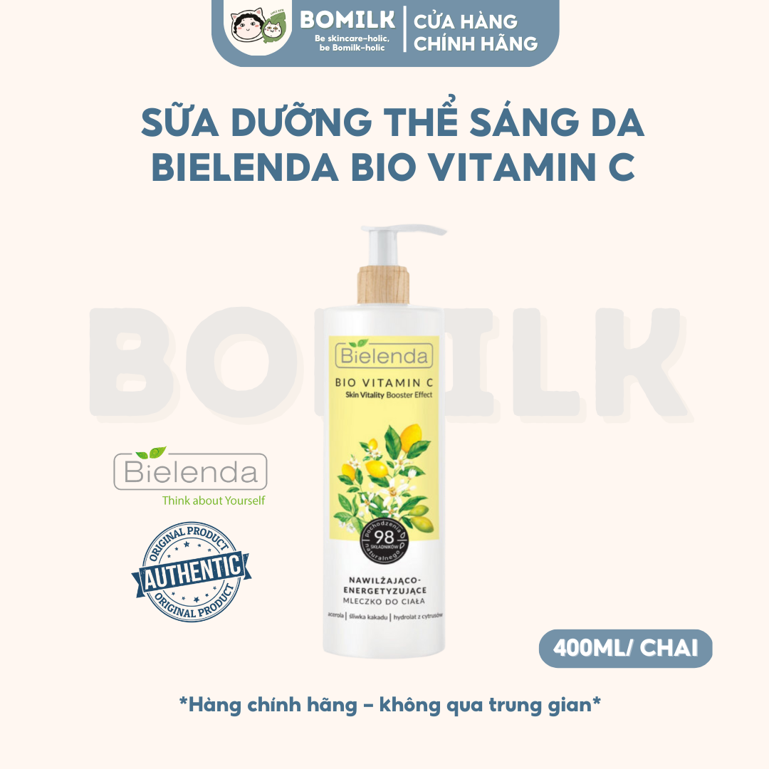 Sữa dưỡng thể body Bielenda Bio vitamin C - dưỡng trắng, đều màu & giữ ẩm da body