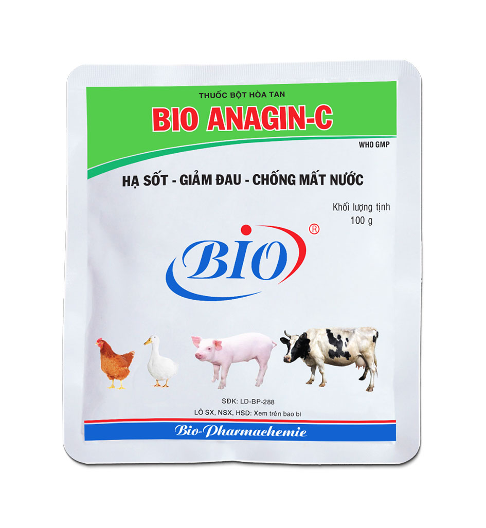 Bio-anagin c. gói 100g giảm đau hạ sốt cho thú nuôi
