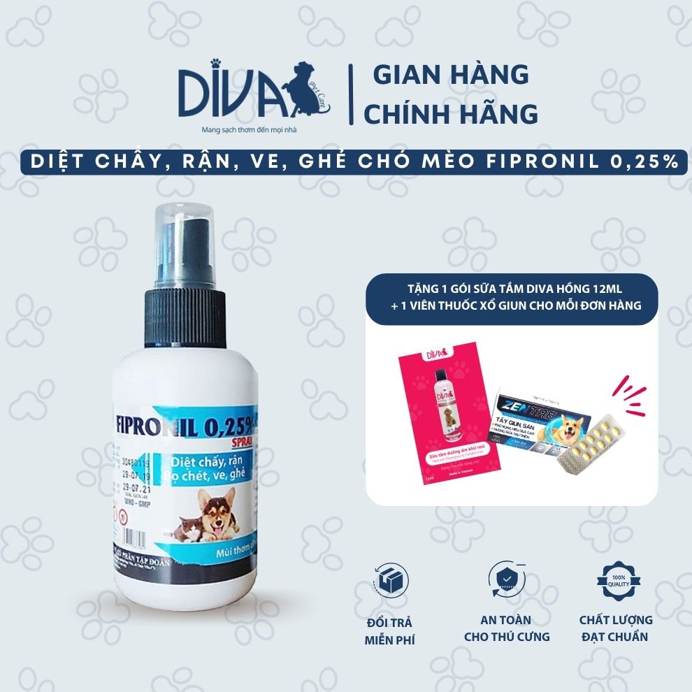 Chai xịt ngừa ve, chấy, rận cho chó mèo Fipronil