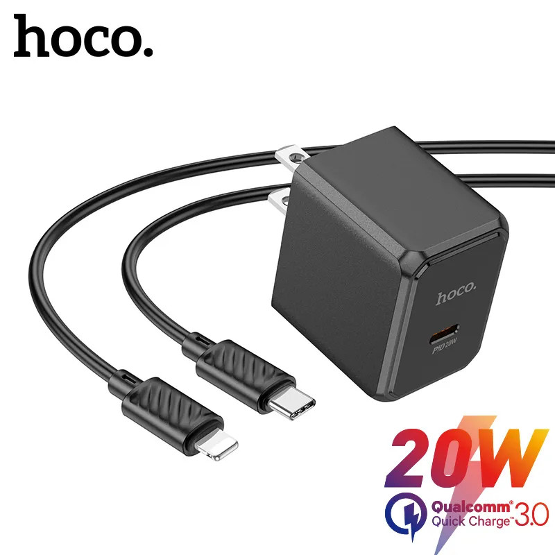 Bộ sạc iphone dây Hoco CS13 sạc nhanh PD20w chân cắm dẹp