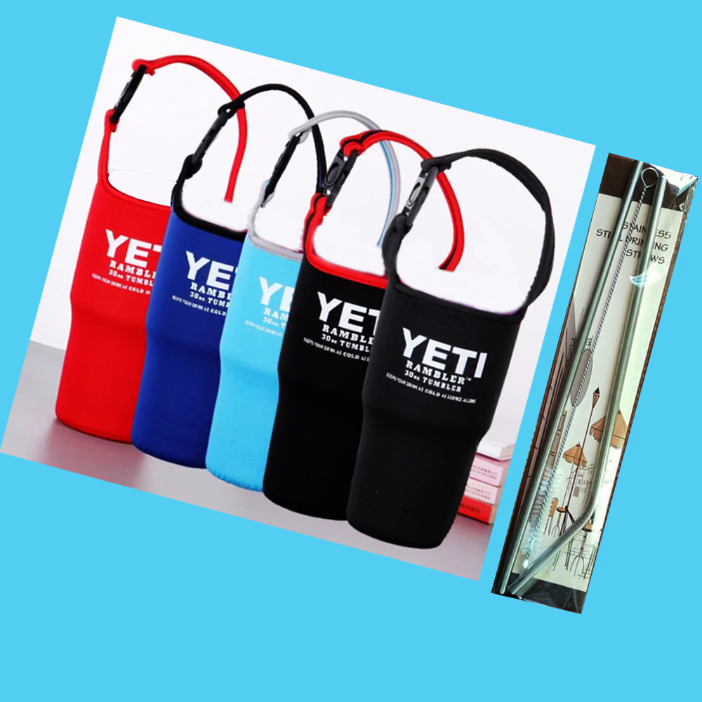 Bộ phụ kiện túi đựng ly giữ nhiệt  - 1 túi và 2 ống hút và 1 cọ rửa  túi chất liệu vải thun dày co giãn. bền chắc đẹp