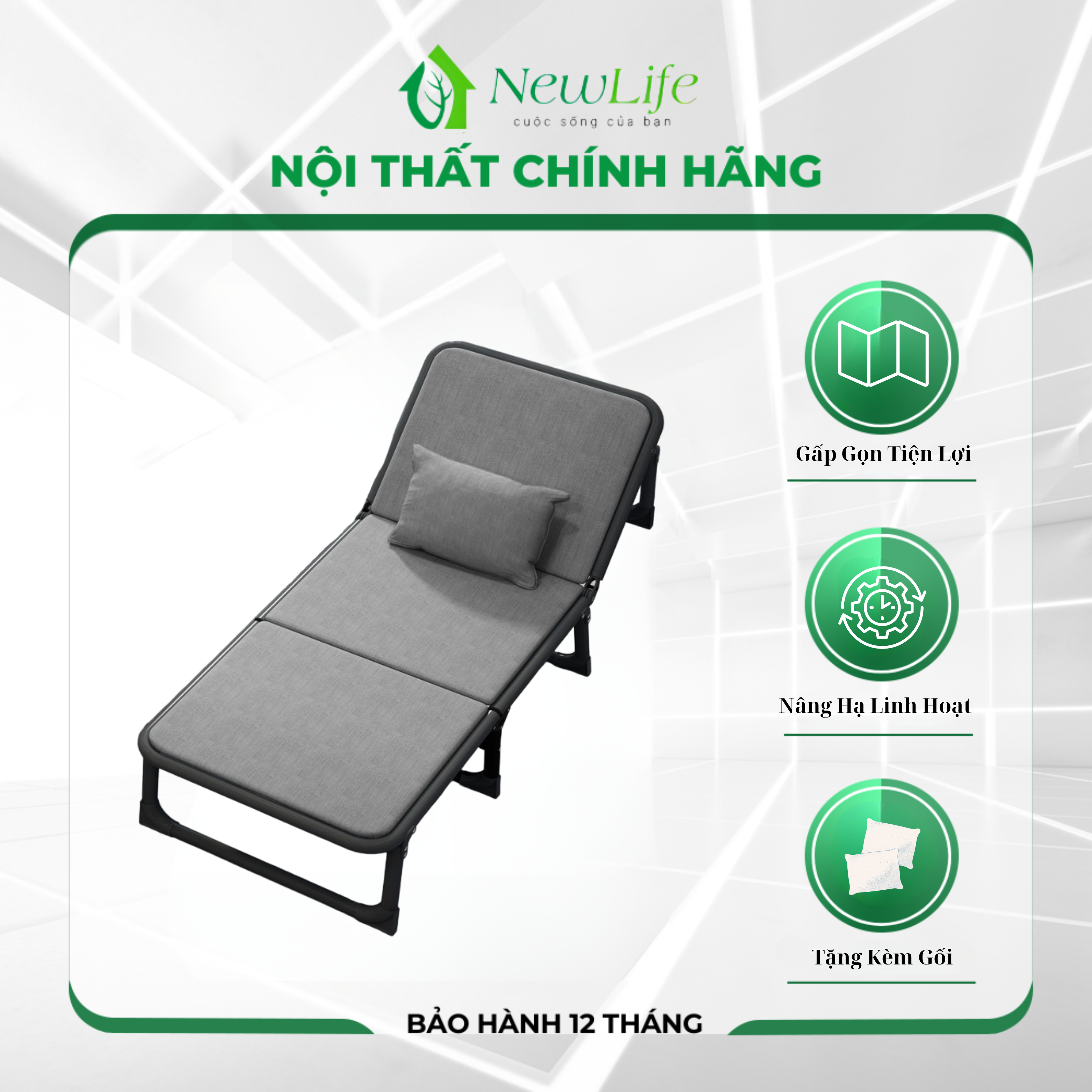 Giường xếp văn phòng ngủ trưa gấp khúc tiện lợi, giường ngủ gấp gọn văn phòng tặng kèm đệm gối - Có Ảnh Thật