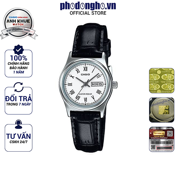 Đồng hồ nữ dây da casio anh khuê ltp-v006l-7budf